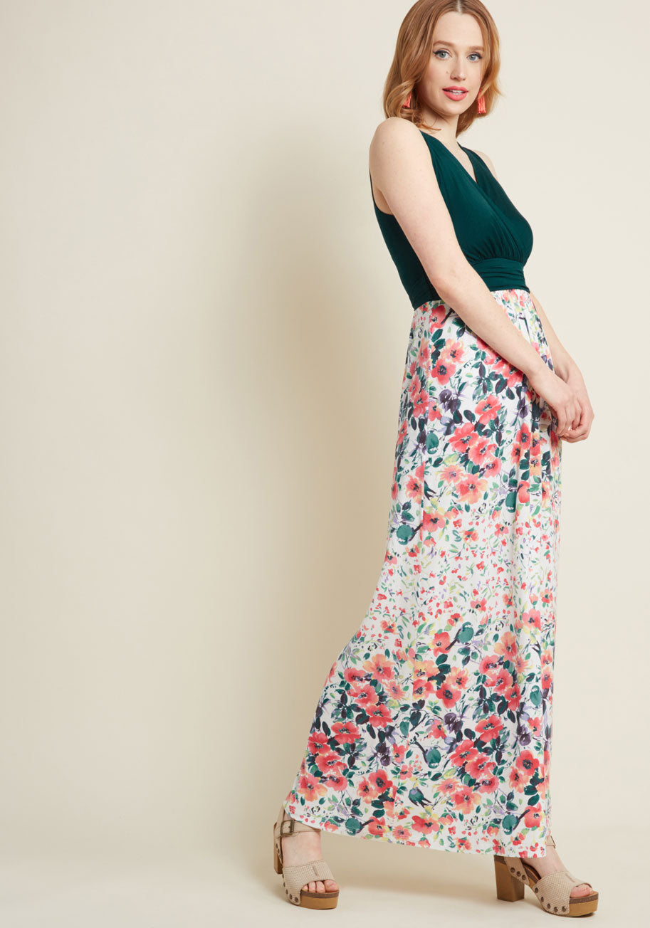 Adore County Maxi Dress in Watercolor Flowers