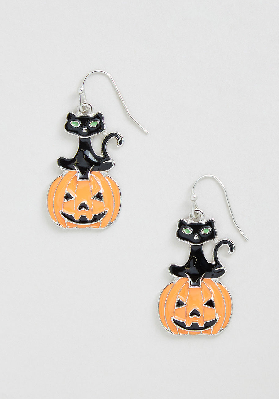 Jack And The Cat Dangle Earrings