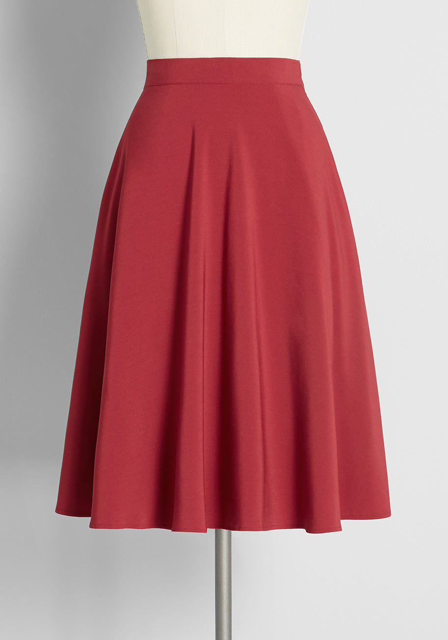 1940s Style Skirts- Vintage High Waisted Skirts ModCloth Just This Sway A-Line Skirt in Red Size Large $54.99 AT vintagedancer.com