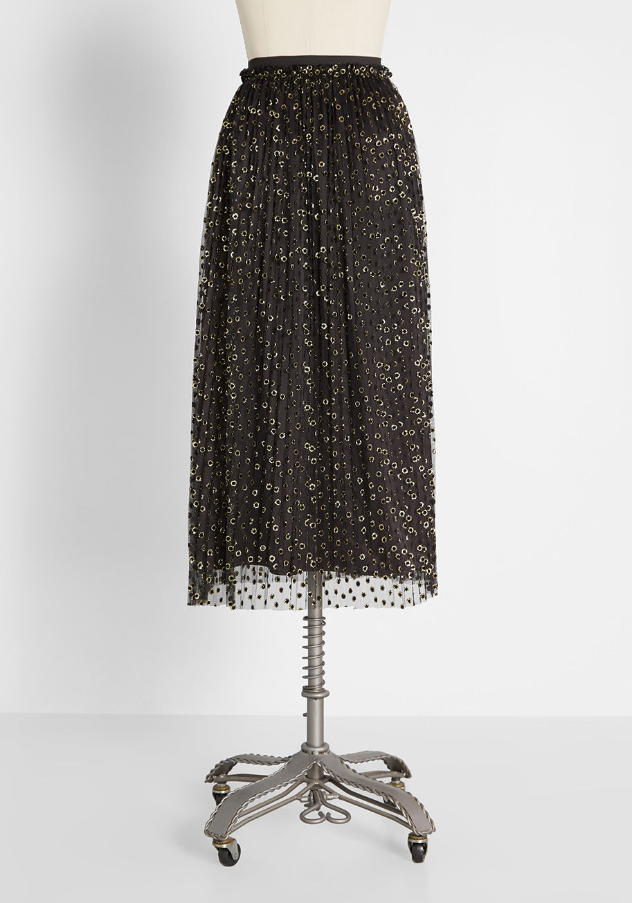 Speckled In Gold Midi Skirt