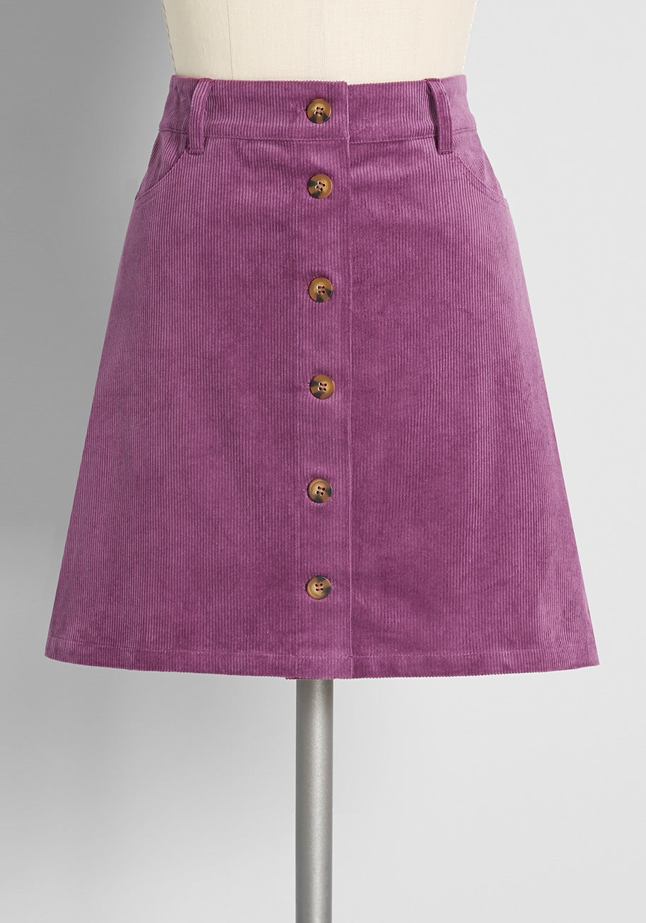 Berry Goodness Button-Front Mini Skirt