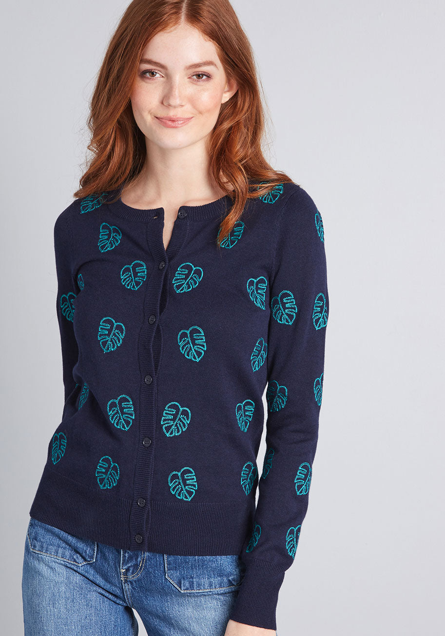 Monstera Mania Embroidered Cardigan