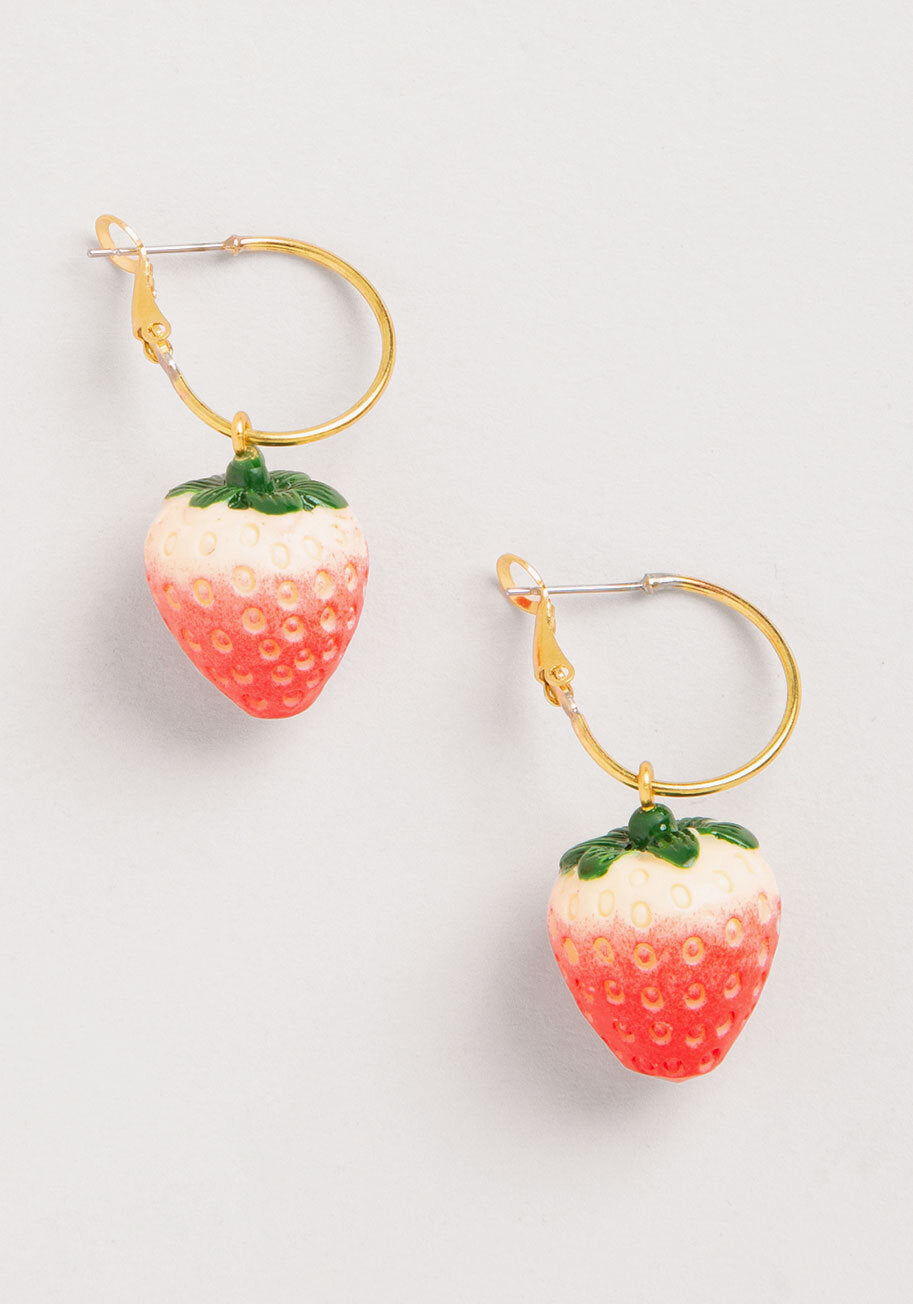 Swinging Strawberries Hoop Earrings