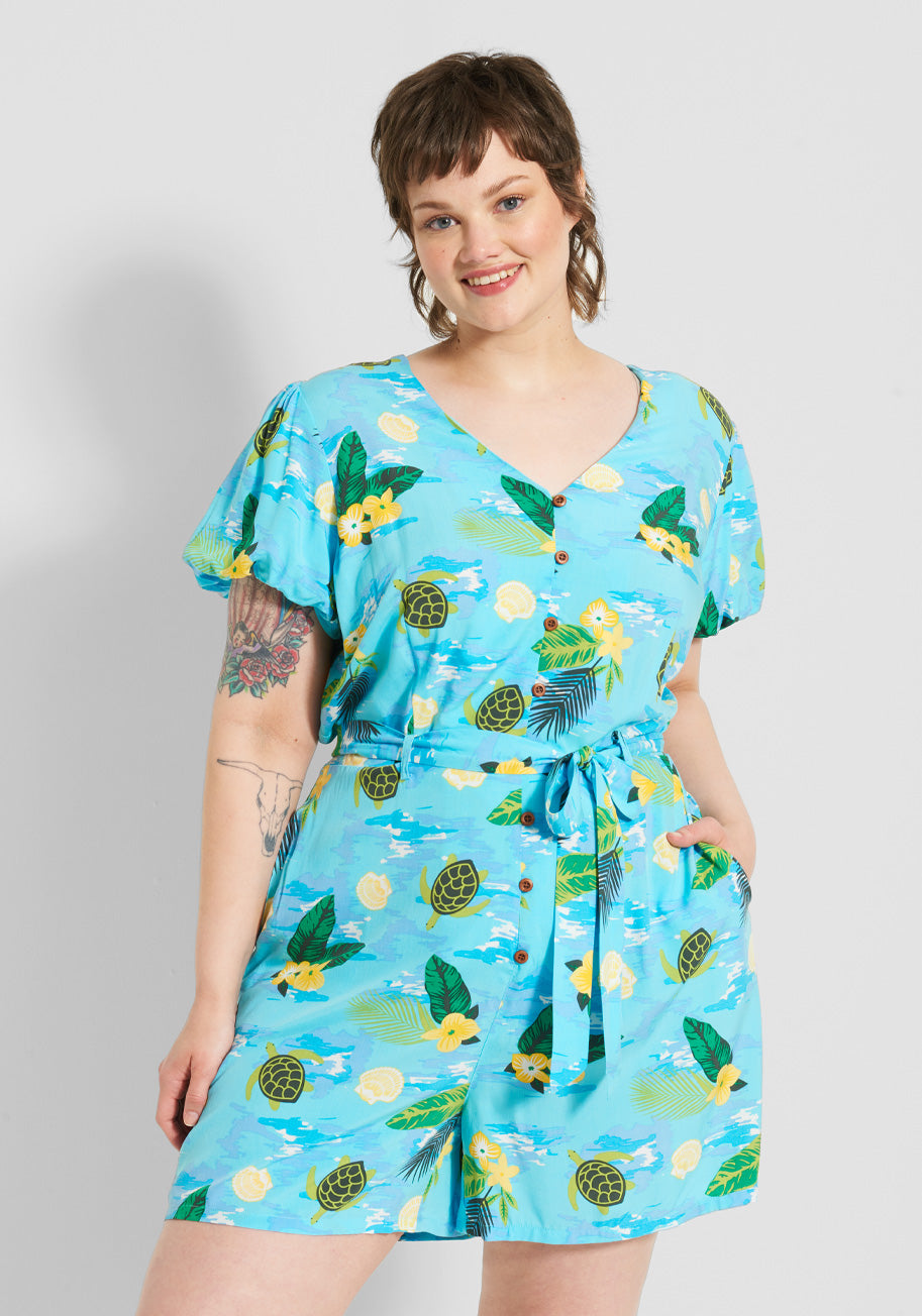 Modcloth X Collectif Sea Turtle Wave Romper