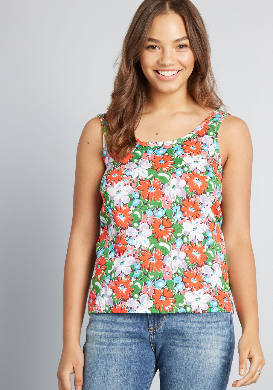 Floral Formula Cotton Tank Top