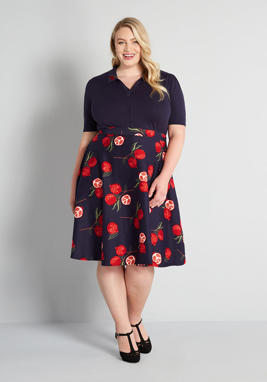 Modcloth X Collectif Peaceful Pomegranate Swing Skirt