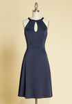 A-line Sleeveless Halter Back Zipper Flowy Keyhole Bridesmaid Dress