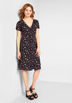 A-line V-neck Button Front Short Sleeves Sleeves Floral Print Dress