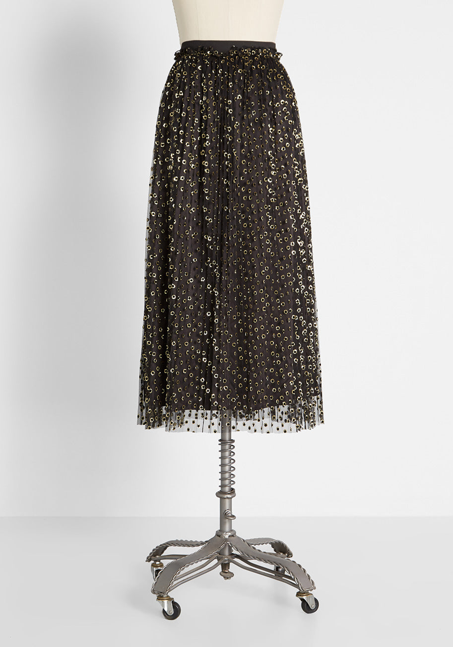 Speckled In Gold Midi Skirt