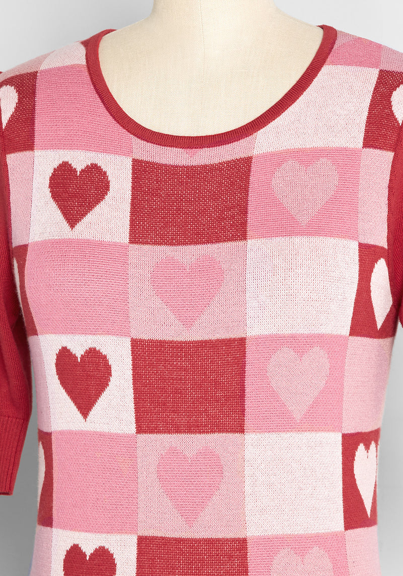 ANONYMOUS CO Heart Print Round-Neck Sweatshirt For Women (Pink, M)