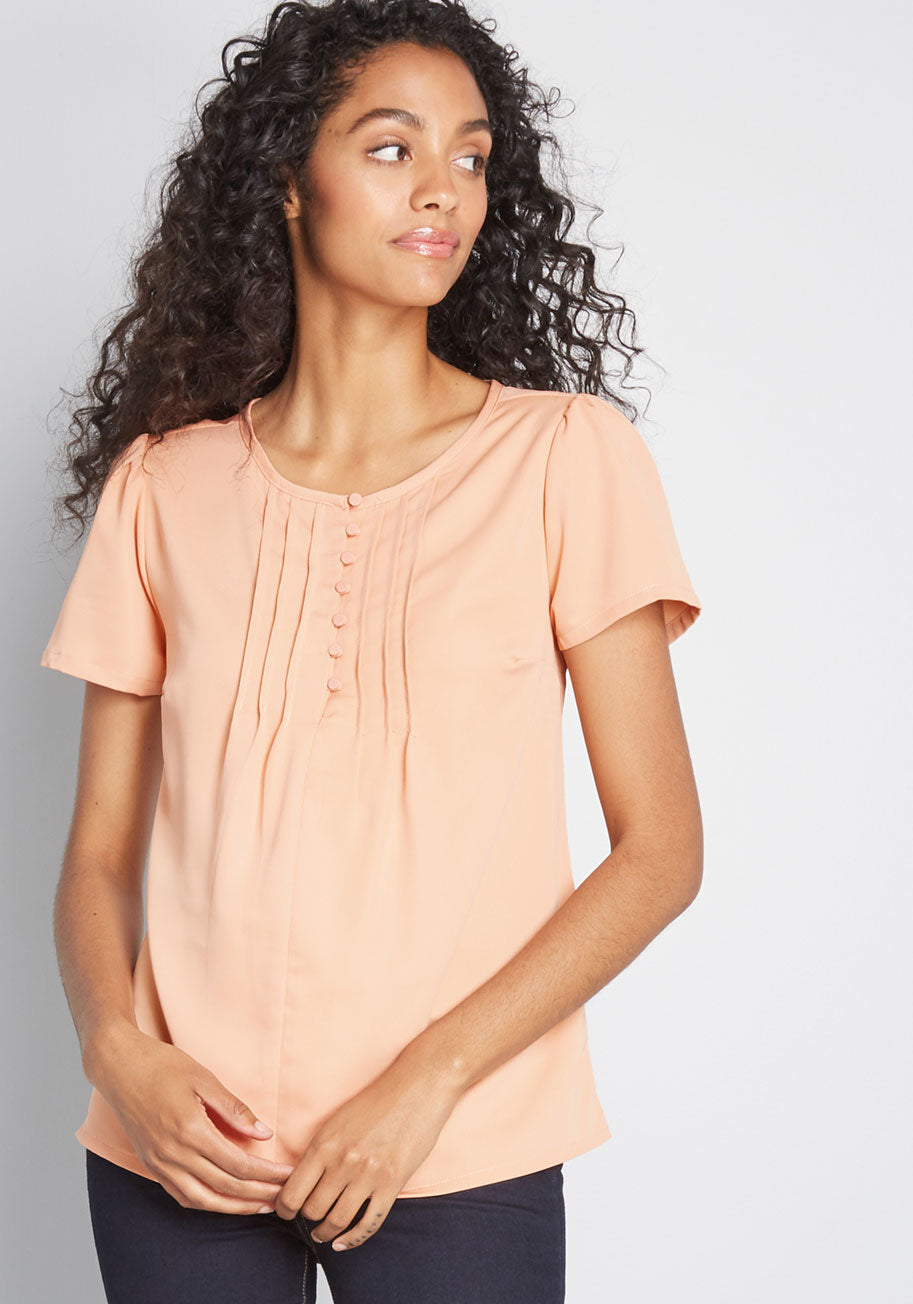 Lucky Pintucks Short Sleeve Blouse