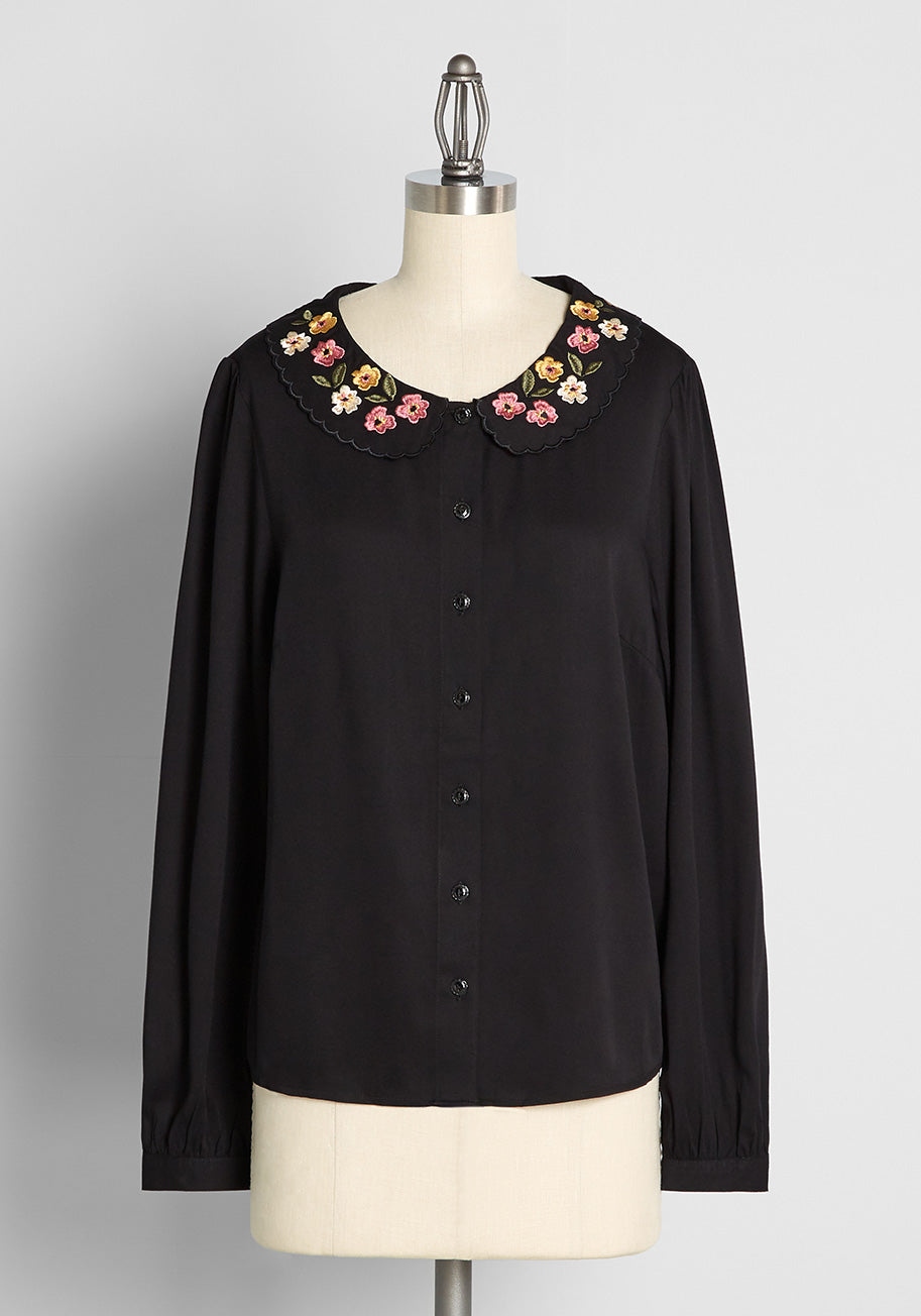 For Once and 'Floral' Embroidered Blouse