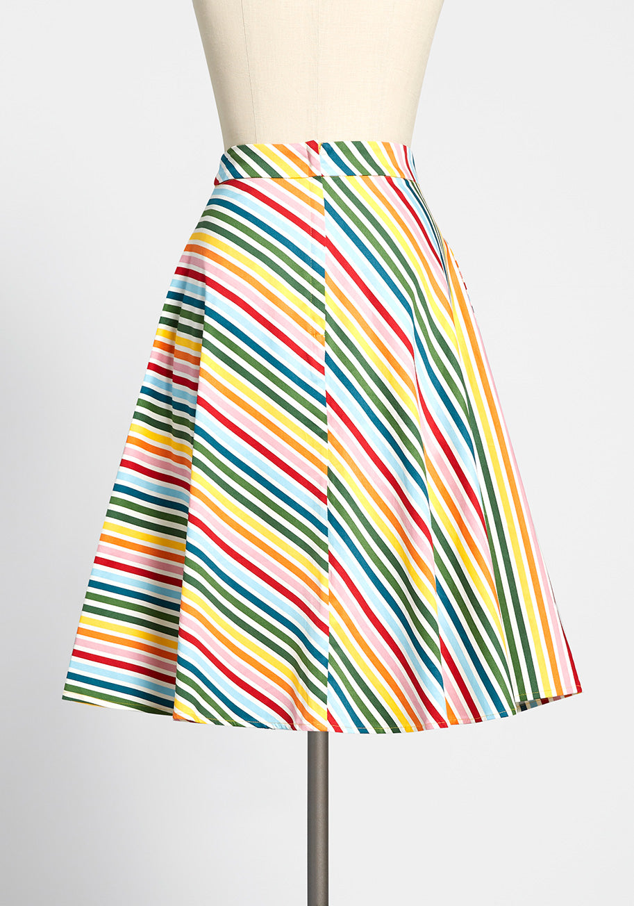 ModCloth x Collectif Stripe Right A-Line Skirt