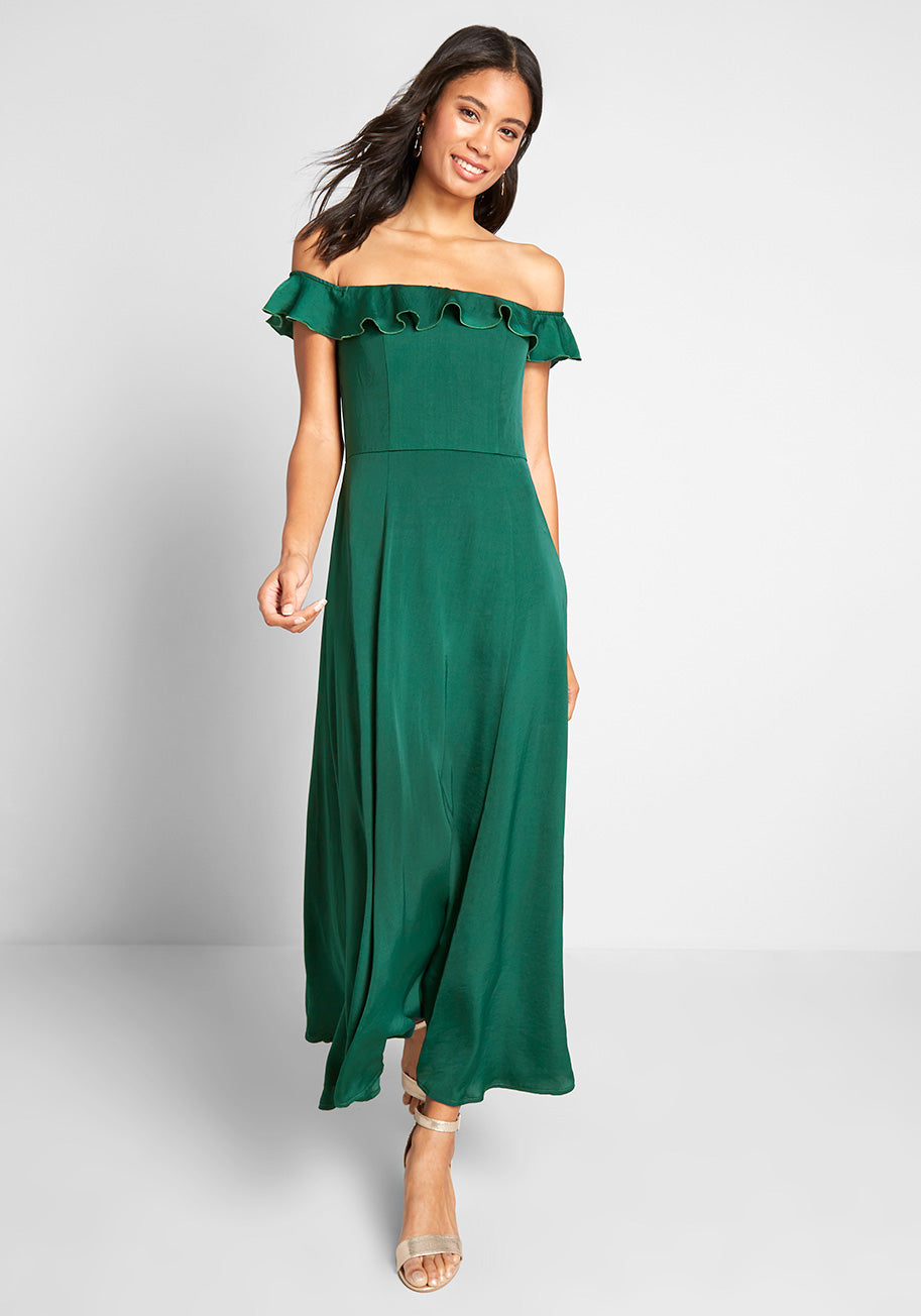 Ruffled and Radiant Off-the-Shoulder Dress