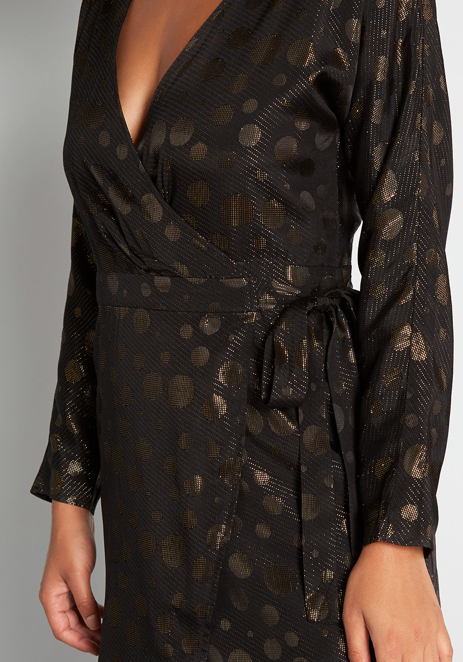 Golden Record Party Wrap Dress