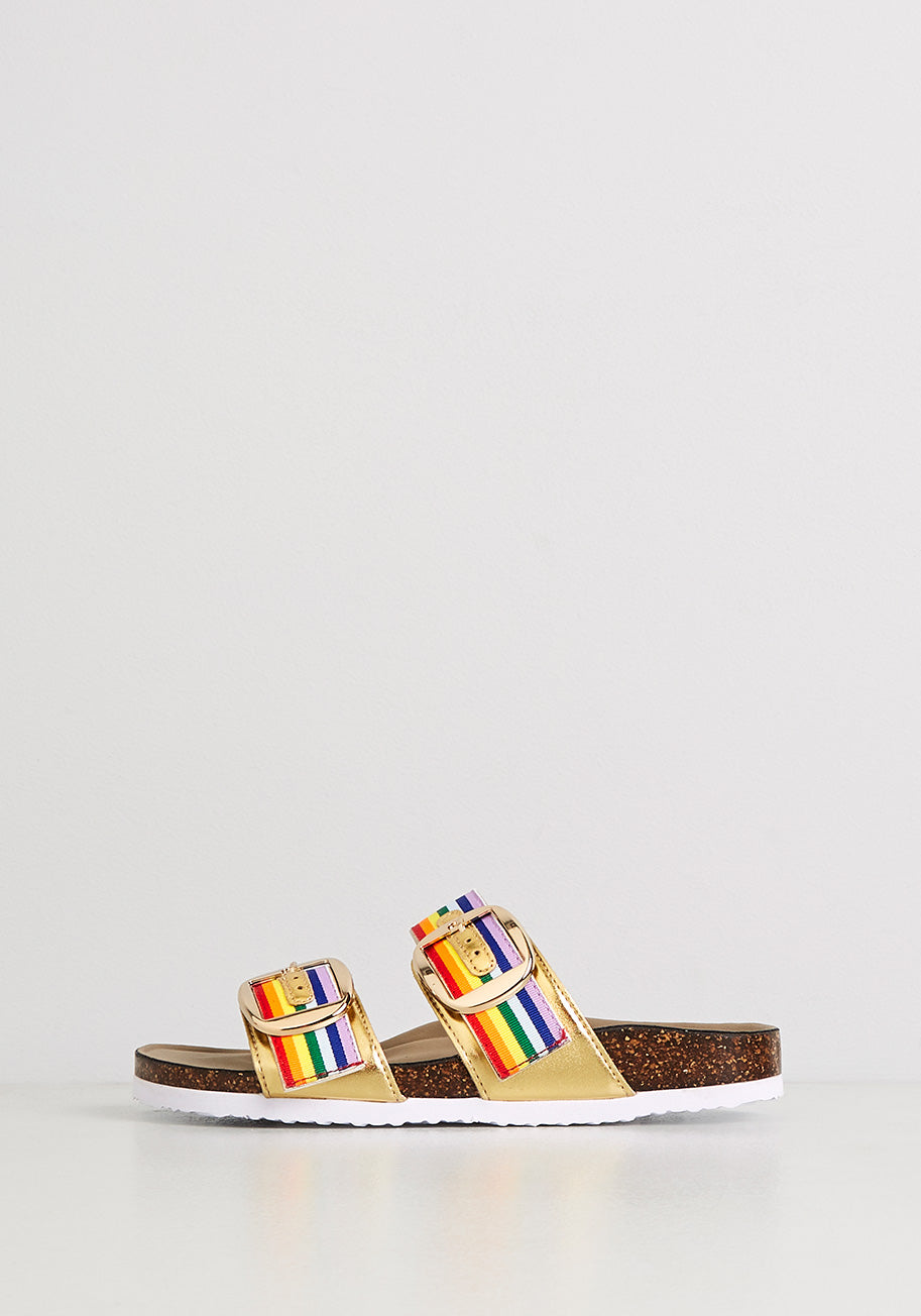 Golden Rainbow Delight Slide Sandal