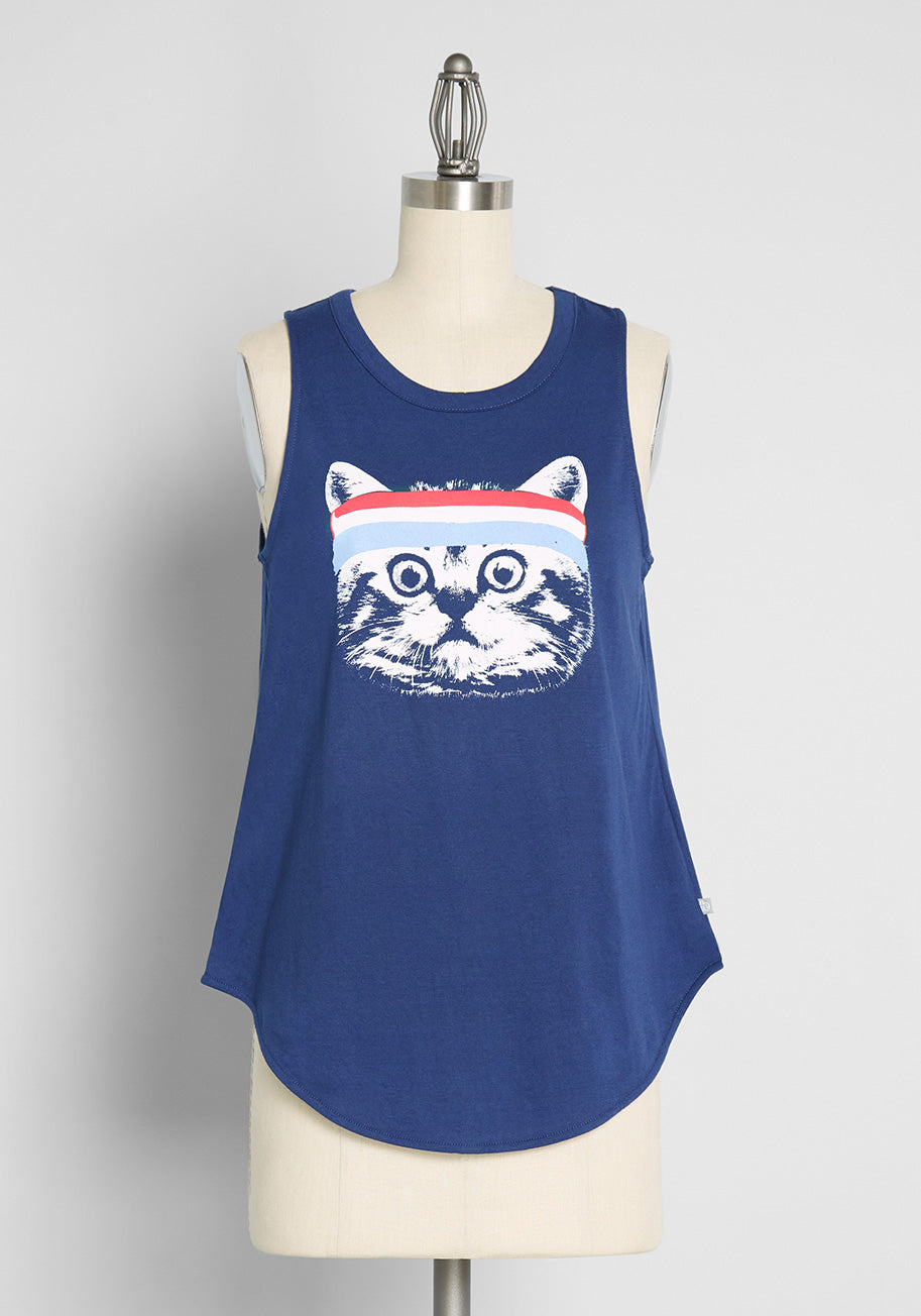 One Keen Kitty Graphic Tank Top