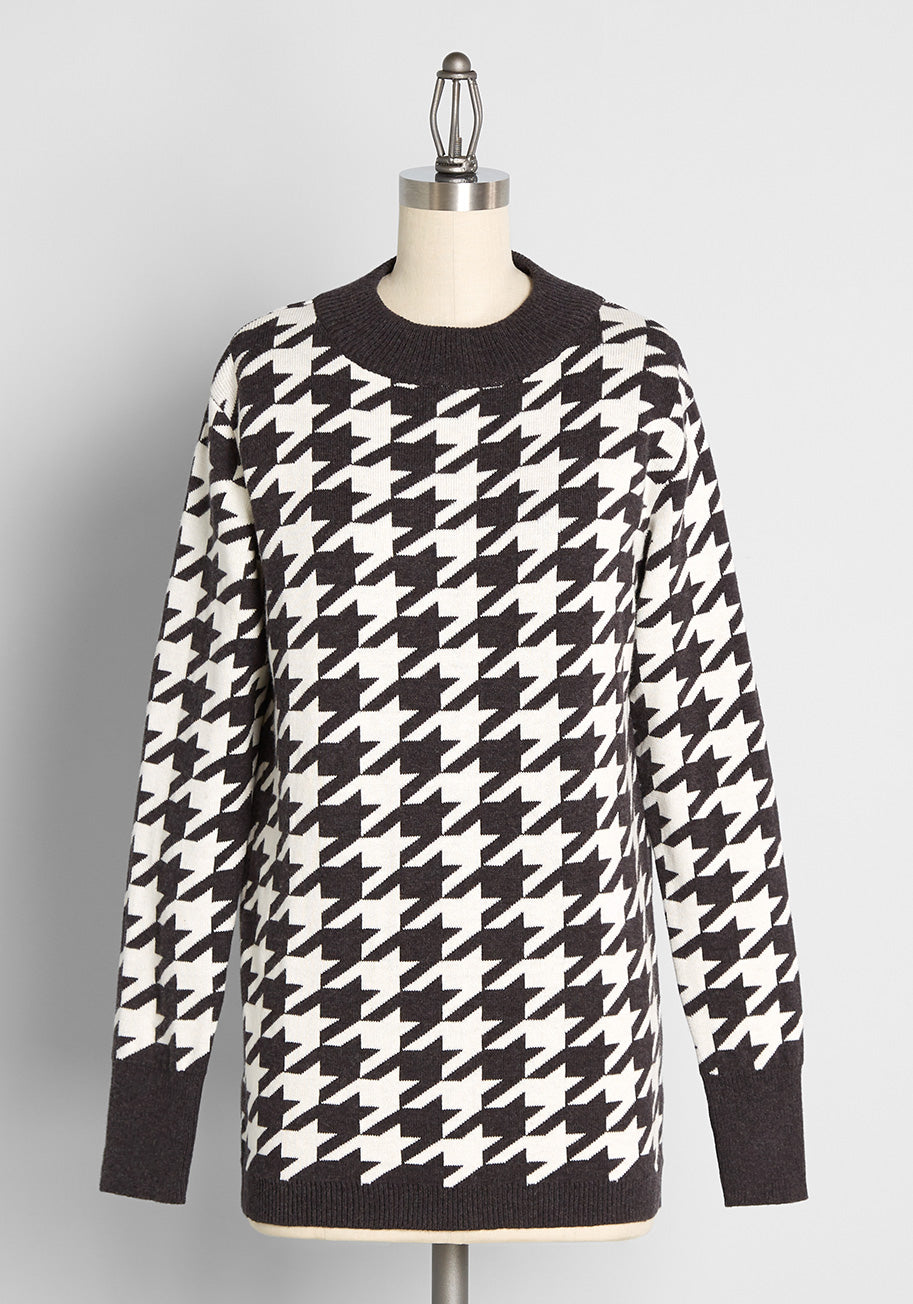 In Houndstooth Heaven Pullover Sweater