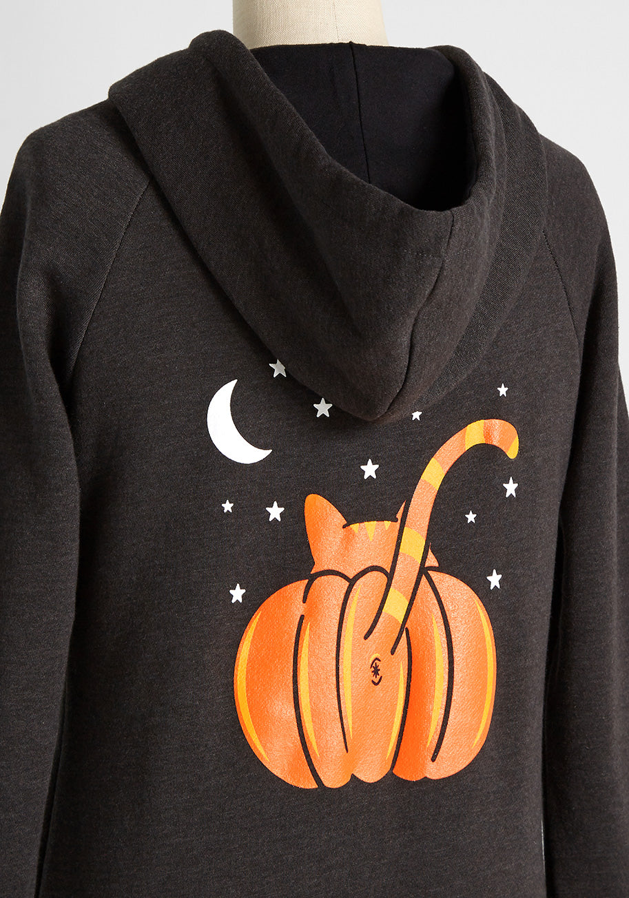 Pumpkin Butt Graphic Zip-Up Hoodie