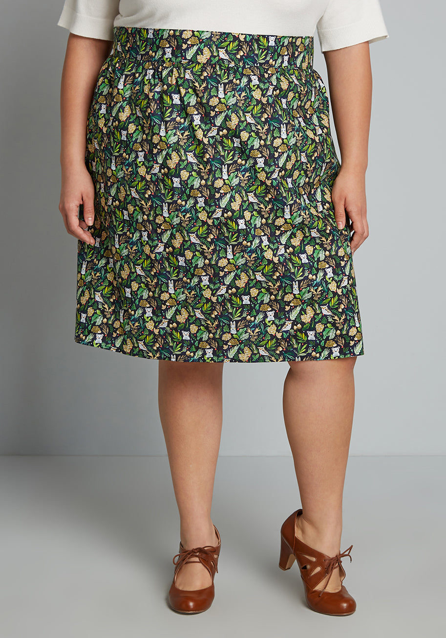 ModCloth X Retrolicious Woodsy Winters A-Line Skirt