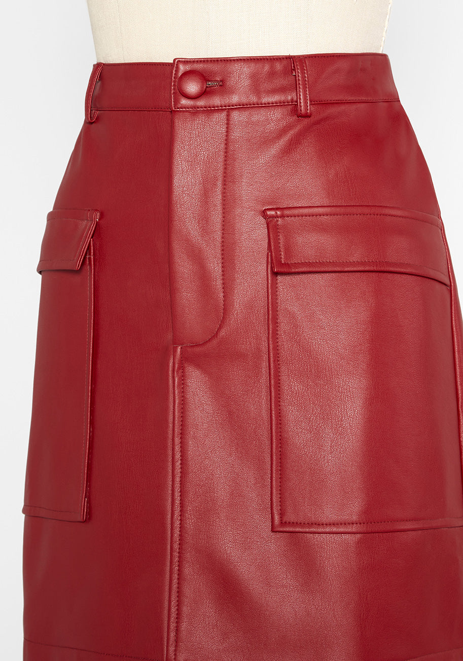 Red Hot Rumble Vegan Leather Mini Skirt