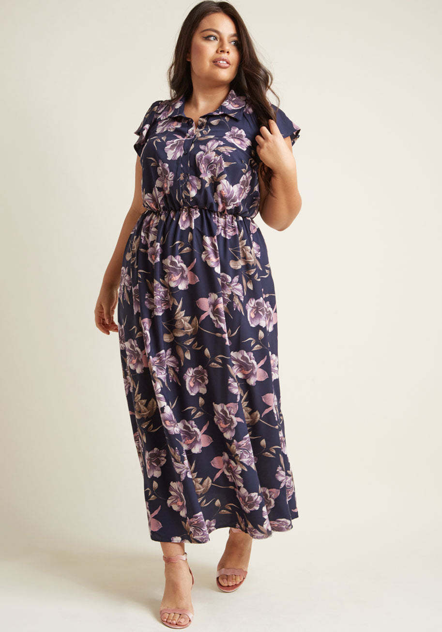 Short Sleeve Maxi Dress with Collar