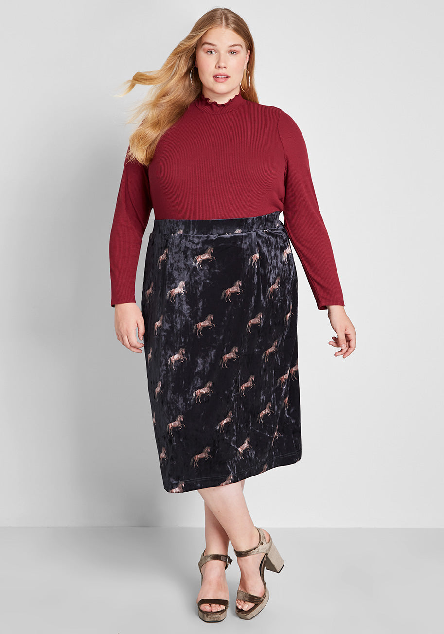 The Plot Thickens Velvet Pencil Skirt