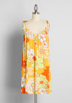 Short Rayon Trapeze Floral Print Gathered Semi Sheer Flowy Dress