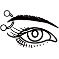drawing of eye brow piercing with curved barbell