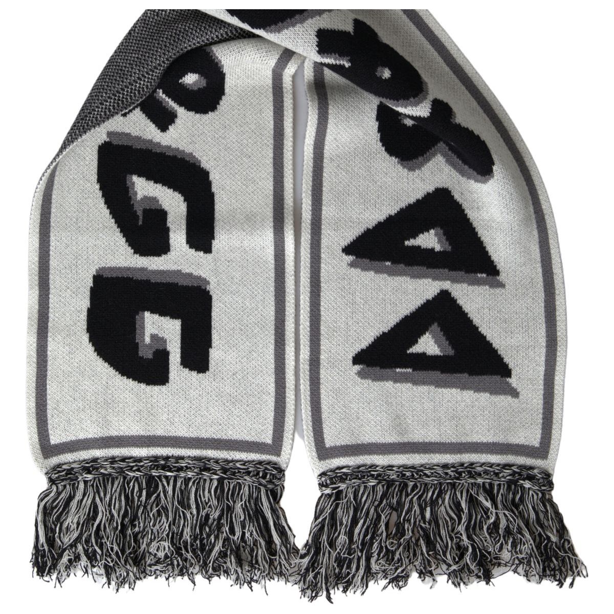 Dolce & Gabbana | Gray Cashmere Knitted Wrap Shawl Fringe Scarf | McRichard Designer Brands