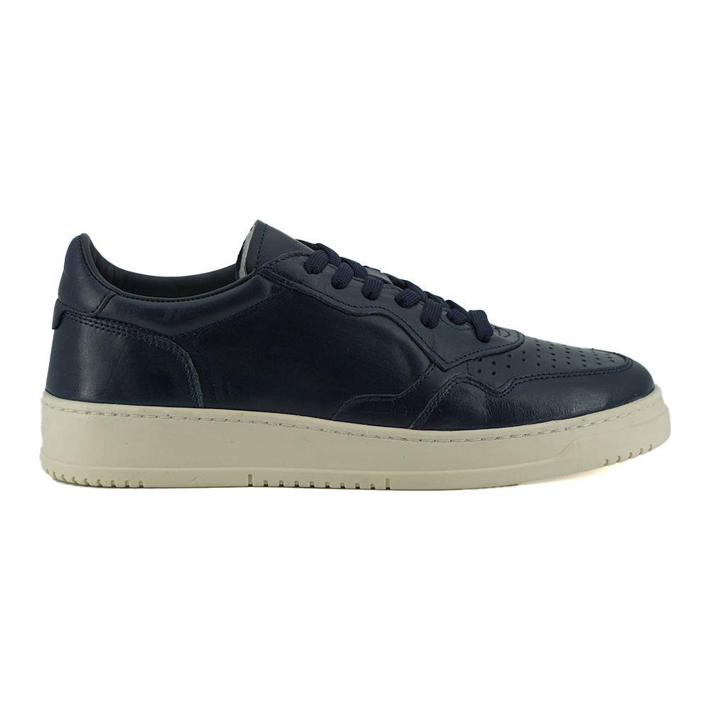 Saxone of Scotland | Navy Blue Leather Low Top Sneakers | McRichard Designer Brands