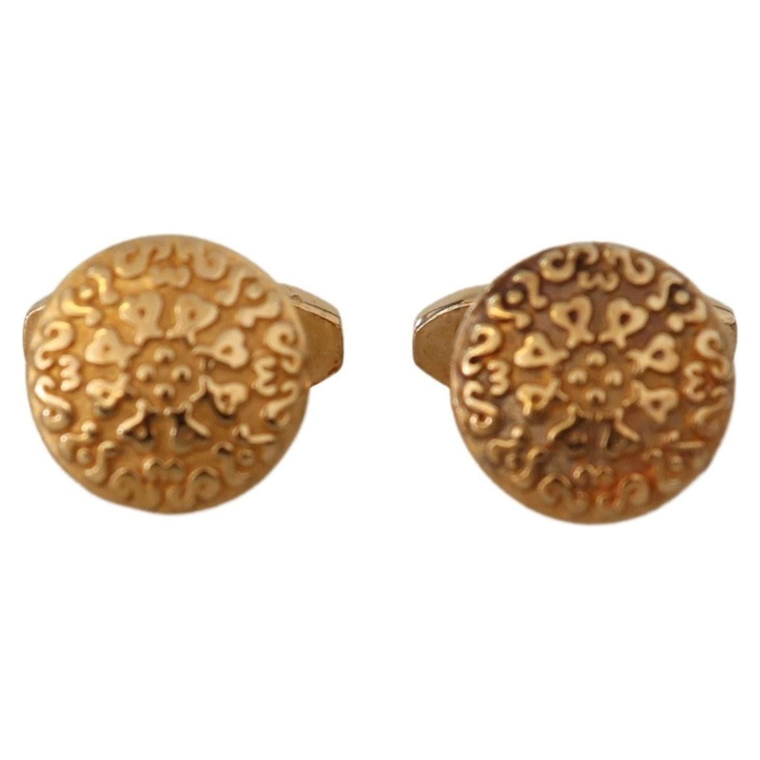 Dolce & Gabbana | Gold Plated Brass Round Pin Men Cufflinks | McRichard Designer Brands