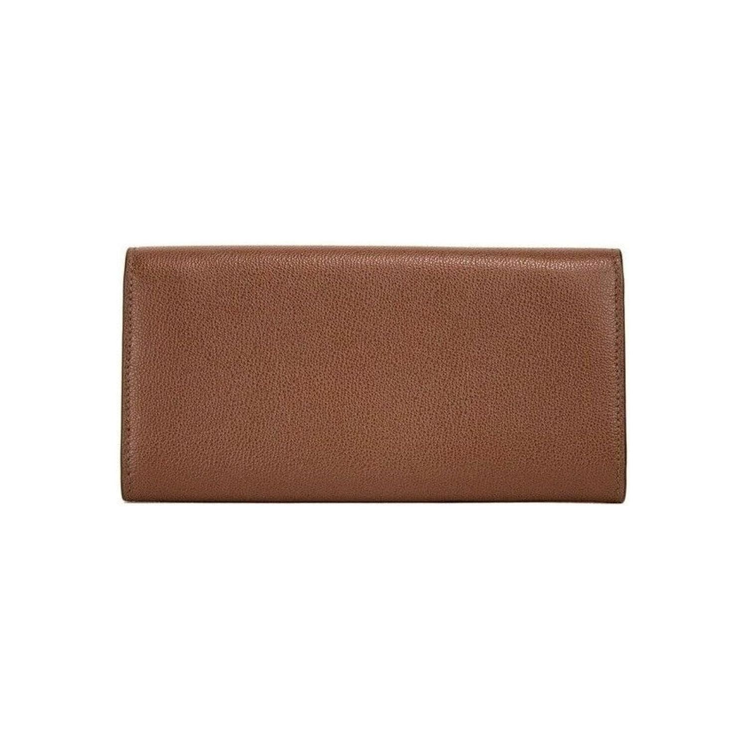 Burberry Porter Tan Grained Leather Embossed Continental Clutch Flap Wallet  