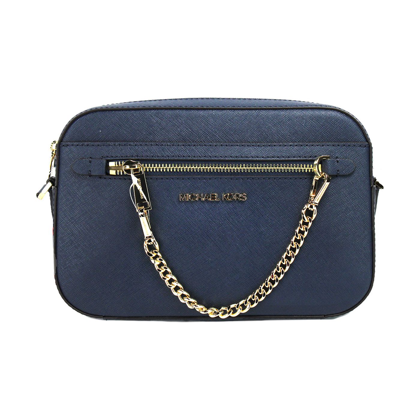 Michael Kors | Jet Set Large East West Navy Leather Zip Chain Crossbody Bag Purse | McRichard Designer Brands