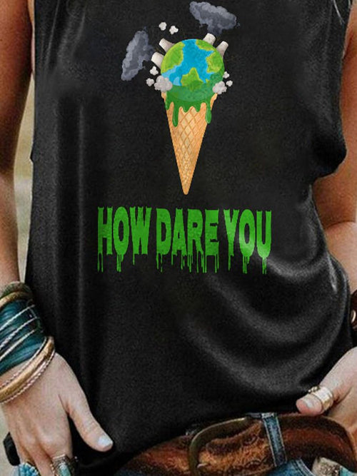 Ice Cream Earth Pollution Melting How Dare You Print Vest