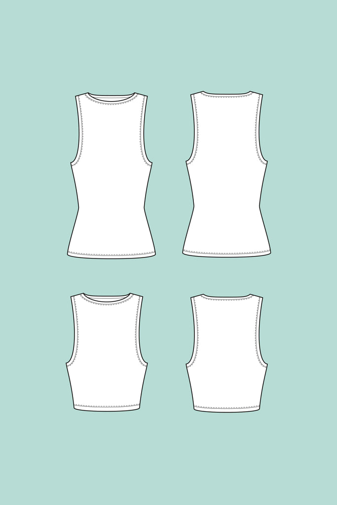 TANK TOP PATTERN Minimalist Style High Neck Top Sewing Pattern Size Xxs-l  Instant Download 