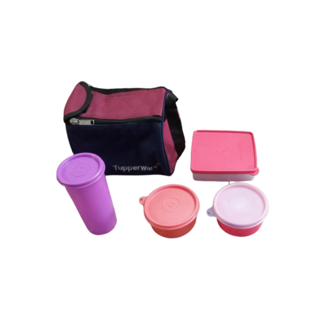 Alfa Store. Tupperware Plastic Lunch Box with 2 Containers, Multicolour