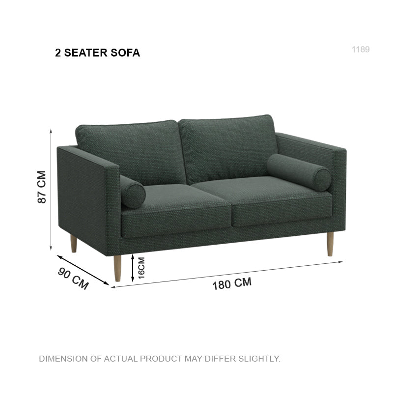 black fabric 2 seater sofa