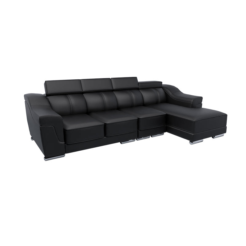 black leather chaise sofa