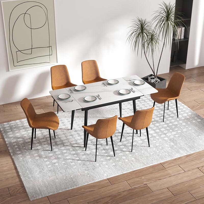 brown leather table and chairs