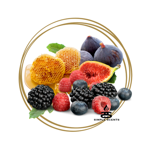 Honeycomb, figs, blackberries, raspberries and blueberries