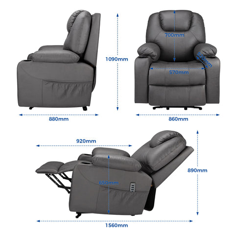 3-Position Power Lift Recliner Chair with Massage and Heating for Elderly