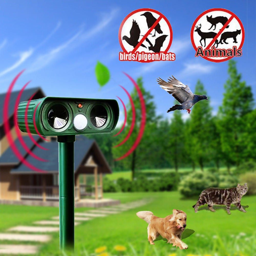 Solar Power Ultrasonic Animal Repellent - Infrared Sensor Waterproof Animal Deterrent