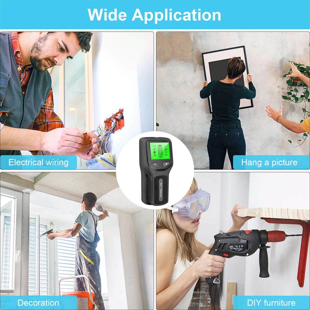 Stud Finder Wall Scanner - 5 in 1 Electronic Stud Detector with HD LCD Display Wood AC Wire Metal Studs Detection