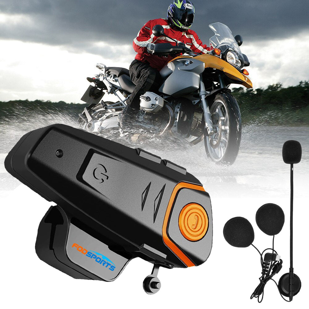 motorcycle helmet intercom motorbike wireless bluetooth headset waterproof 1000m BT Interphone FM Type-C​