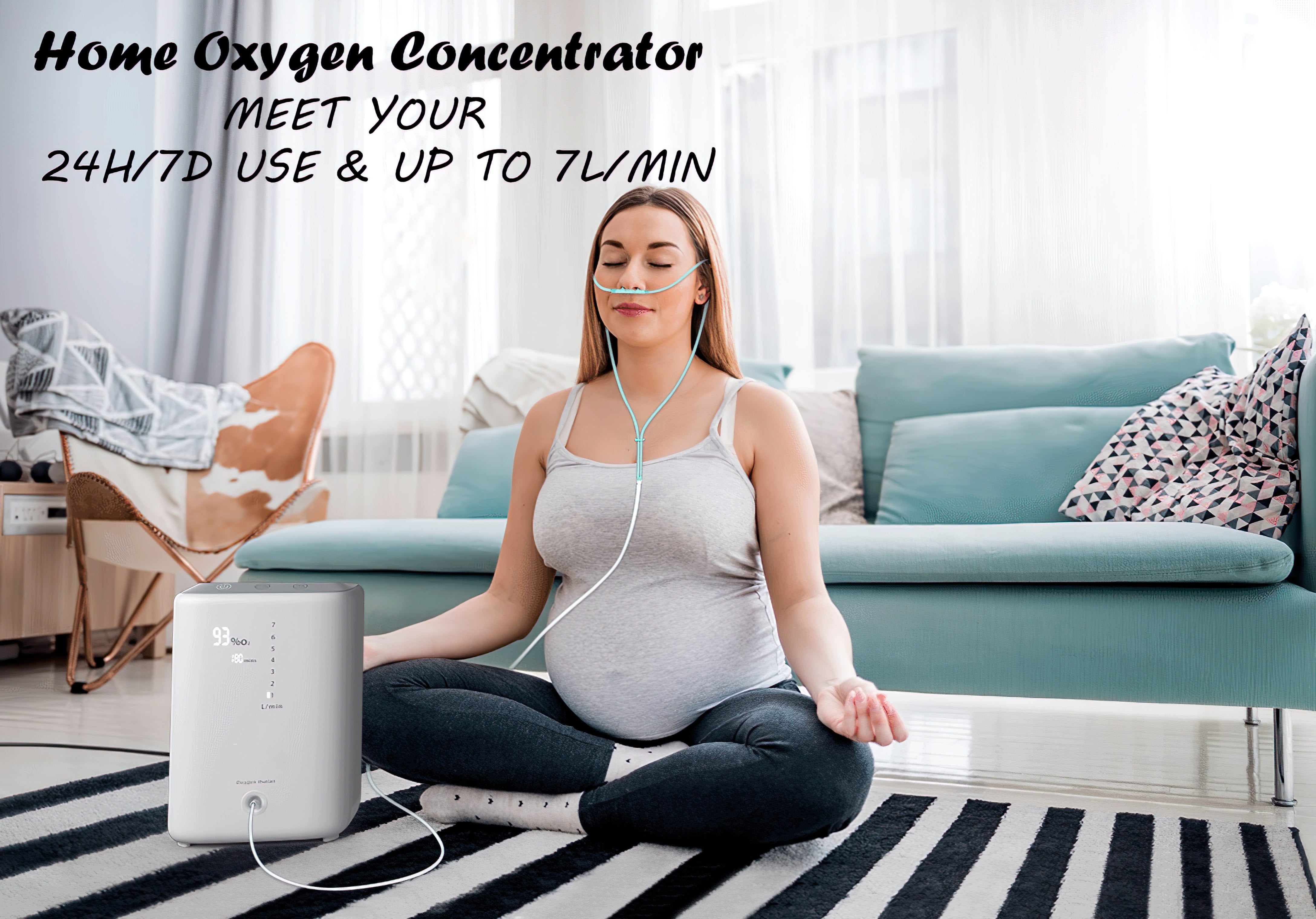 2023 Adjustable 1-7L/Min Portable Home Oxygen Concentrator