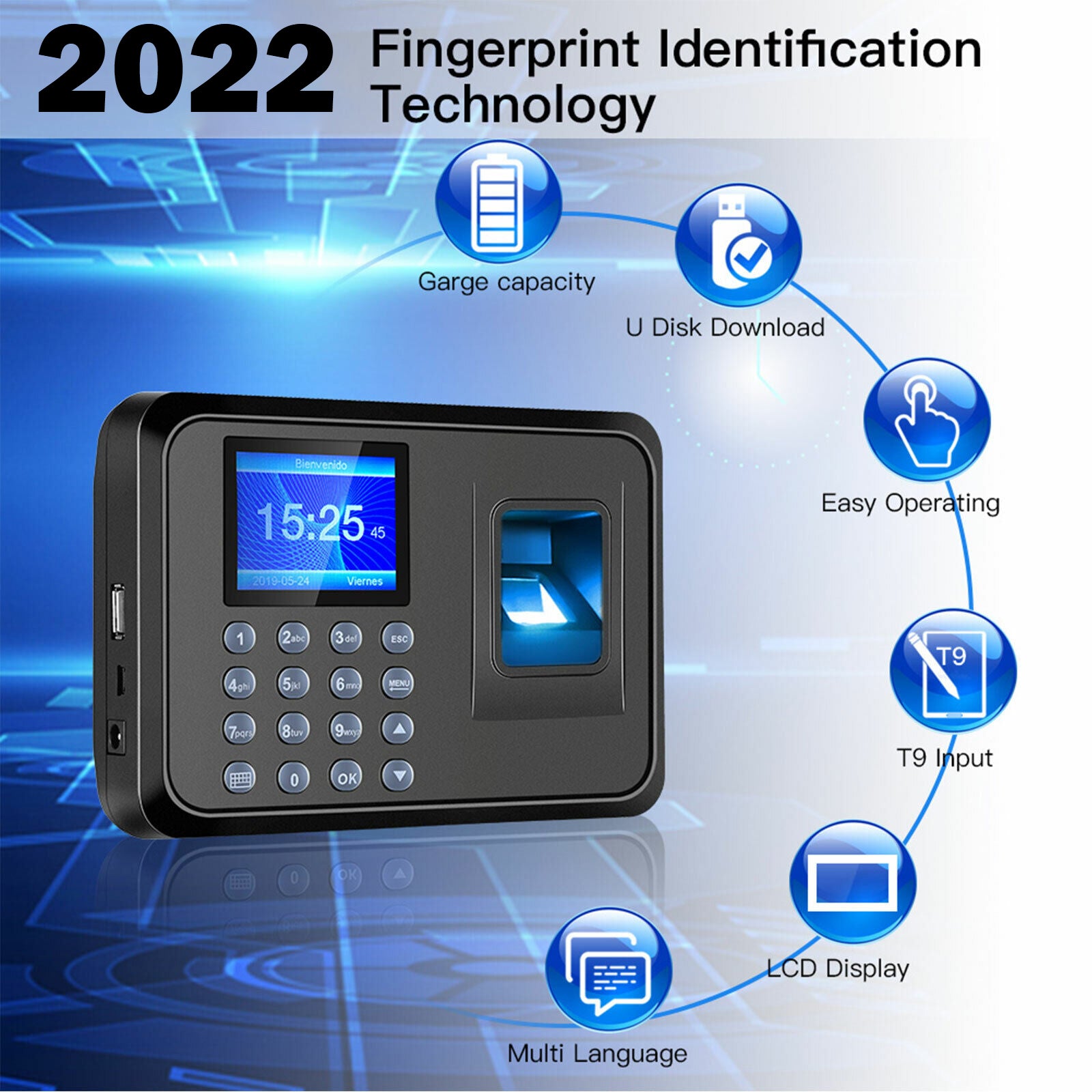 Office Employee Time Clock - Fingerprint Biometric Checking-in Attendance Machine