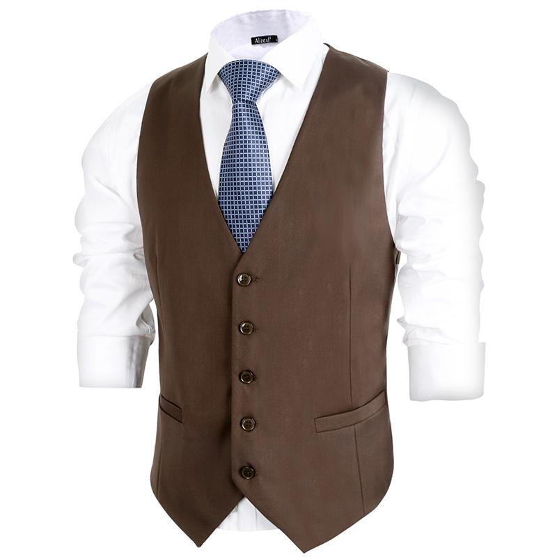 Men's Coffee Formal Business Suit Vest | Alizeal