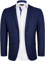 Men's Textured Blazer Jacket Regular Fit Two Button Solid Sport Coat, 021-Navy Blue