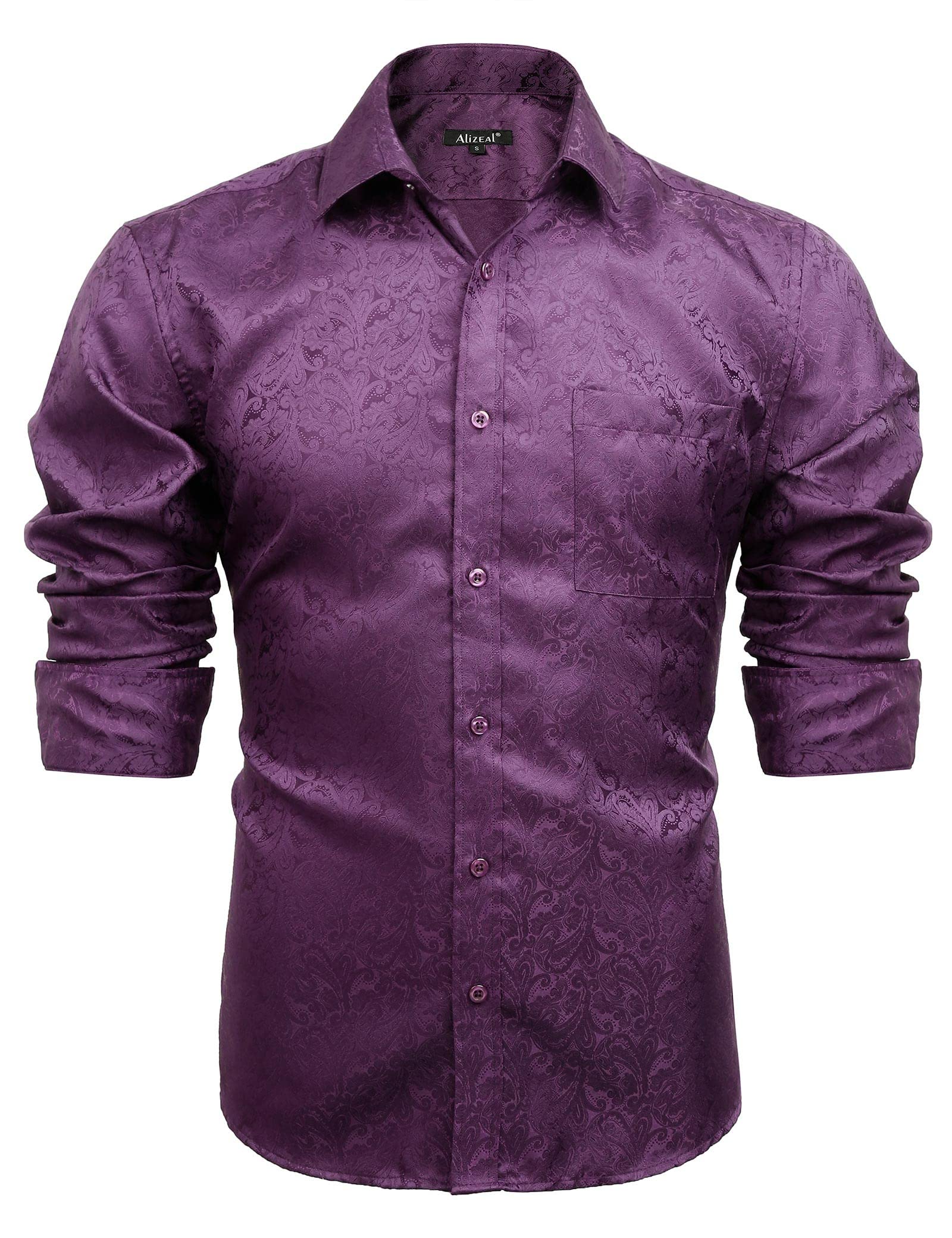 Men's Paisley Jacquard Dress Shirt Classic Slim Fit Button-Down